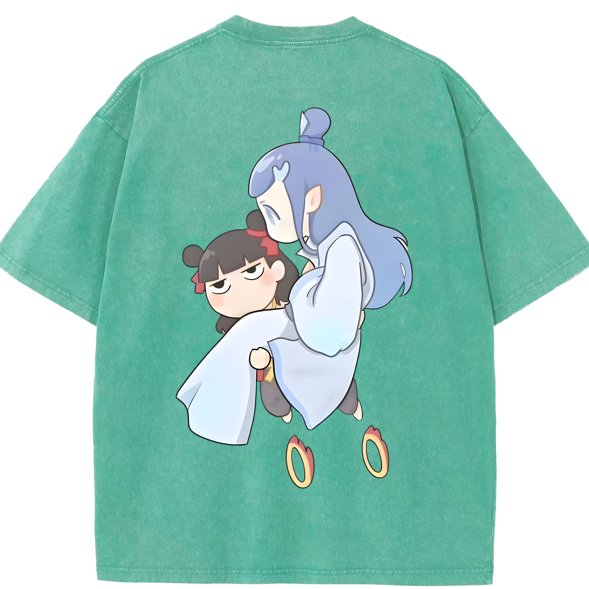 （画像用） Ne Zha 2 ナタ 魔童の大暴れ 綿100% ヴィンテージ風 半袖Tシャツ（背面プリント）